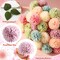 36 Pcs Pastel Artificial Chrysanthemum Flowers Faux Flower Ball Bouquet Silk Fake Marigold Mum for Easter St Patricks Day Spring Wedding Decor Floral Arrangement Table Centerpiece